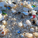 Plastic washed up on shore.
